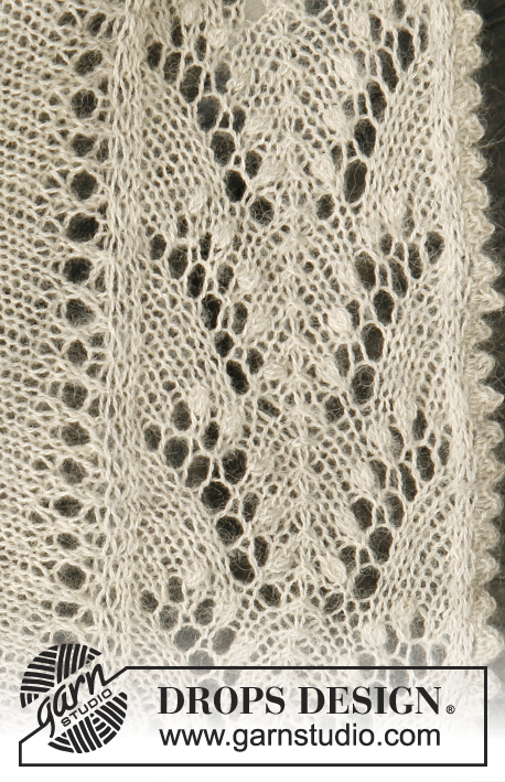 Lily / DROPS 133-2 - Knitted DROPS shawl with lace pattern in Lace.