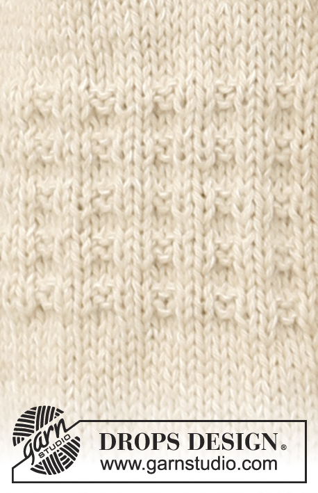 Serenity / DROPS 133-35 - DROPS svetr pletený strukturovaným vzorem, s šálovým límcem z příze „Lima“ a z příze „Kid-Silk“.  Velikost S – XXXL. 