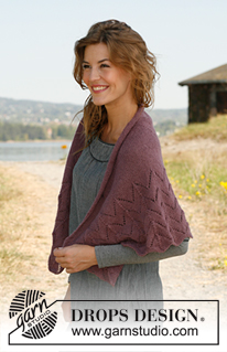Diva / DROPS 134-3 - Knitted DROPS shawl with wave pattern in Alpaca or BabyAlpaca Silk.