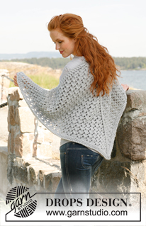 Joy of Fall / DROPS 134-34 - Knitted DROPS shawl with pattern in ”Snow”.