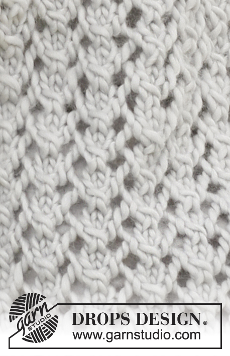 Joy of Fall / DROPS 134-34 - Knitted DROPS shawl with pattern in ”Snow”.