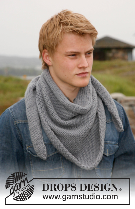Yale / DROPS 135-17 - Men's knitted shawl, worked from side to side in DROPS Andes or DROPS Snow.