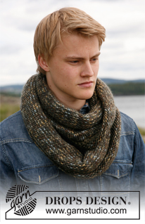 Oxford / DROPS 135-18 - Knitted neck warmer for men in DROPS Snow.