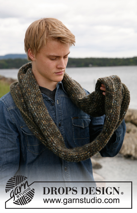 Oxford / DROPS 135-18 - Knitted neck warmer for men in DROPS Snow.