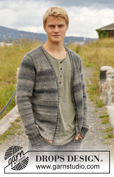 Coast Living / DROPS 135-2 - Men's knitted cardigan with rib in DROPS Delight. Sizes S-XXXL.
