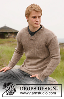 Edward / DROPS 135-26 - Knitted jumper for men with v-neck in DROPS Alpaca. Sizes S - XXL