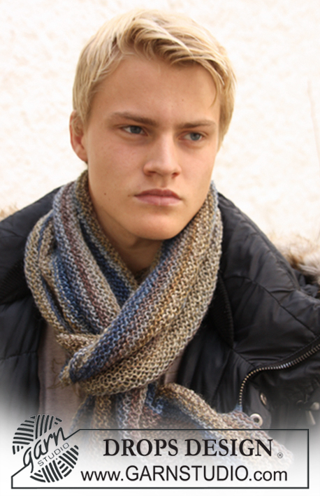 Adam / DROPS 135-29 - Men's scarf in garter st, knitted in DROPS Delight. 
