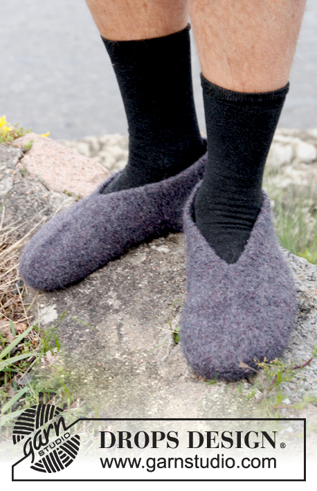 Forest Ward / DROPS 135-38 - Felted slippers for men in DROPS Snow. Size 26 to 48