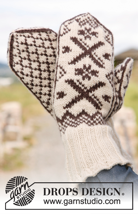 Winter comfort / DROPS 135-41 - Men's knitted mittens with Nordic pattern in DROPS Karisma. 