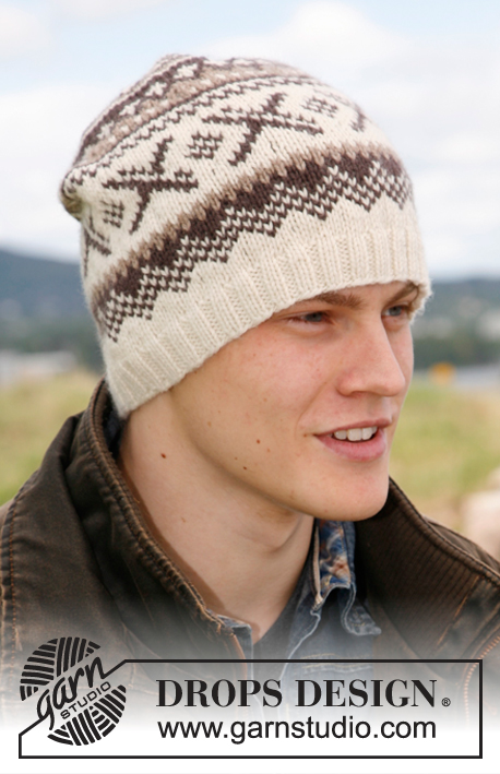 Colorado / DROPS 135-42 - Knitted hat for men with Nordic pattern, in DROPS Karisma.