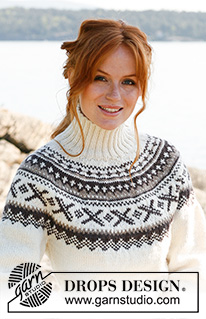 Ivalo / DROPS 135-43 - Knitted jumper with round yoke, Nordic pattern and fitted waist in DROPS Karisma. Size: S to XXXL.