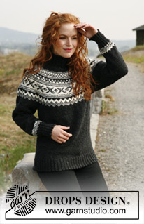 Susan / DROPS 135-5 - Knitted jumper with round yoke and Nordic pattern in DROPS Karisma. Size: S to XXXL.