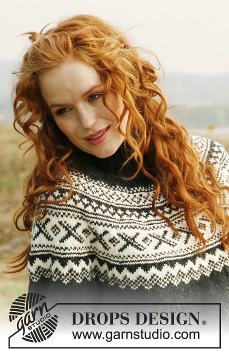 Susan / DROPS 135-5 - Knitted sweater with round yoke and Nordic pattern in DROPS Karisma. Size: S to XXXL.