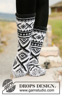 Shadowfax / DROPS 135-7 - Knitted socks for men, with Nordic pattern in DROPS Karisma.