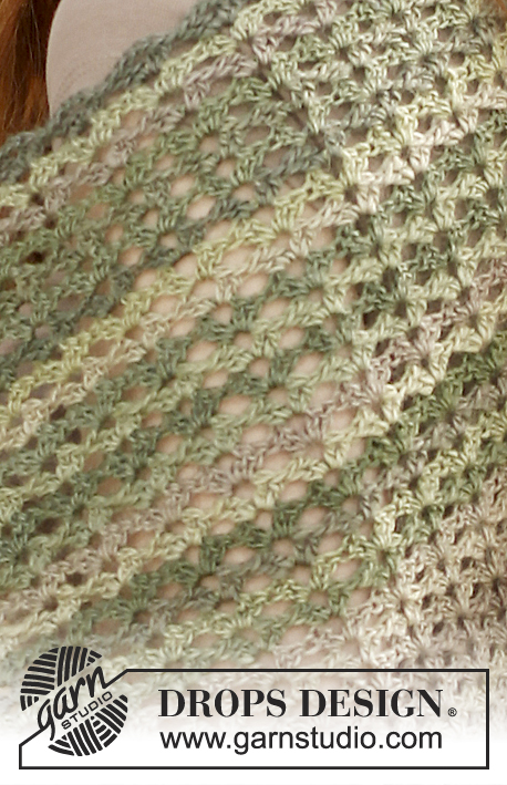 Springtime / DROPS 136-10 - Crochet DROPS shawl in Delight. 
