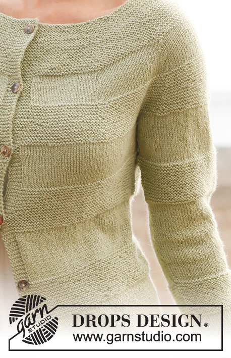 Constanze / DROPS 136-5 - Knitted DROPS jacket in garter st with round yoke in ”BabyAlpaca Silk”. Size: S - XXXL.
