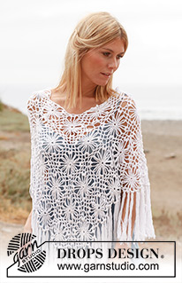 Lily of the Valley / DROPS 137-16 - Gehäkelter DROPS Poncho in ”Safran”. Grösse S-XXXL