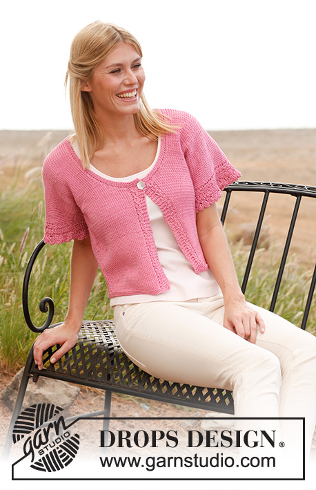 Roseanna / DROPS 137-24 - Knitted DROPS jacket with a small ruffle at the end of sleeves in ”Cotton Light”. Size: S - XXXL 
