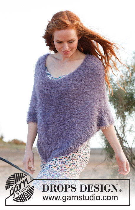 Sweet Harmonie / DROPS 137-26 - Knitted DROPS poncho in Symphony or Melody. Size: S - XXXL.
