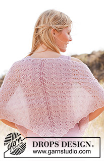 Fairy Web / DROPS 137-4 - Knitted DROPS shawl with lace pattern in ”Lace”.