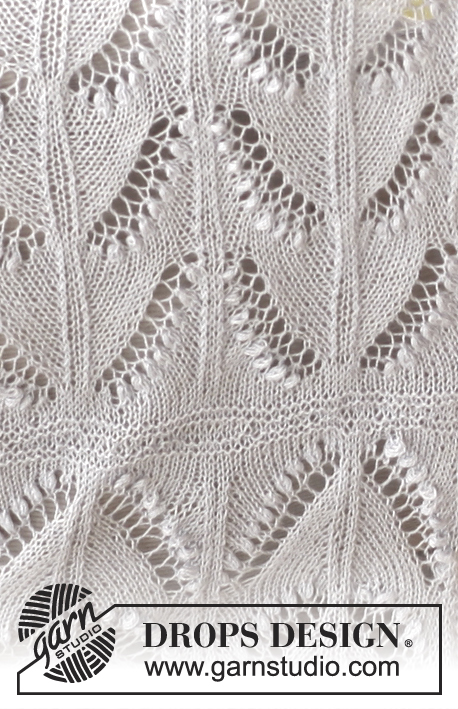 Soft Spring / DROPS 138-14 - Knitted DROPS shawl with lace pattern and bobbles in ”Lace”.