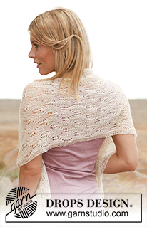 New Leaf / DROPS 138-15 - Knitted DROPS shawl with lace pattern in ”Lace”.