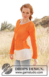 Sunbeam / DROPS 139-12 - Knitted DROPS jacket with lace pattern in ”Muskat”. Size: S - XXXL 