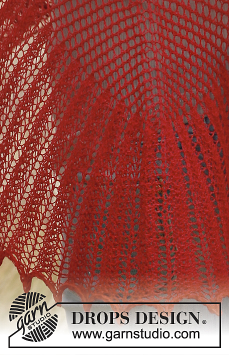 Rosita / DROPS 139-2 - Pletený DROPS šátek s krajkovým vzorem z příze „Lace“.