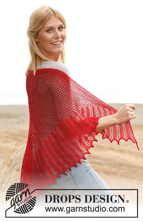 Rosita / DROPS 139-2 - Knitted DROPS shawl with lace pattern in Lace.