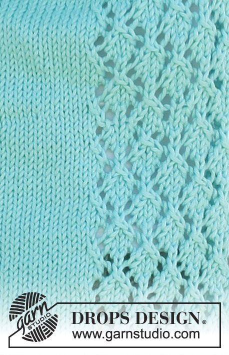 Dewdrops / DROPS 139-25 - DROPS pletený svetřík s polodlouhými rukávy a krajkovým vzorem z příze Paris. 