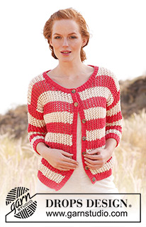 Holly / DROPS 139-34 - Propínací svetr s ažurovým vzorem pletený z příze DROPS Paris. Velikost S-XXXL.