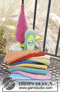 Summer Jolly / DROPS 139-38 - Knitted DROPS rainbow kitchen cloths in Paris.