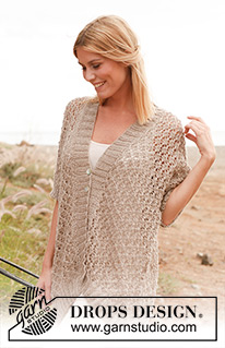 Melanie / DROPS 139-7 - DROPS svetr s krajkovým vzorem pletený z příze „Lin“. 