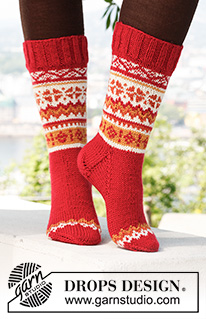 Free patterns - Vánoční ponožky a papučky / DROPS 140-9
