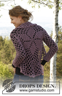 Dalie Delight / DROPS 141-1 - Crochet DROPS jacket worked in a circle in ”Andes”. 
Size: XS - XXXL.