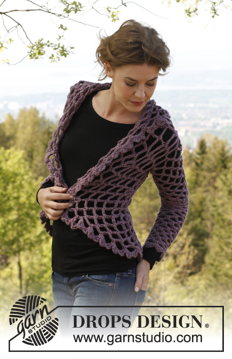 Dalie Delight / DROPS 141-1 - Crochet DROPS jacket worked in a circle in ”Andes”. 
Size: XS - XXXL.