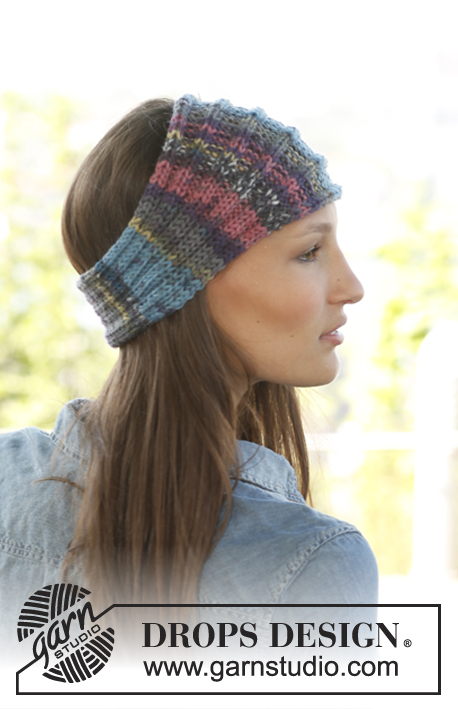 Berry Bright / DROPS 141-12 - Knitted DROPS head band in 1 thread  Big Fabel or 2 threads Fabel.
