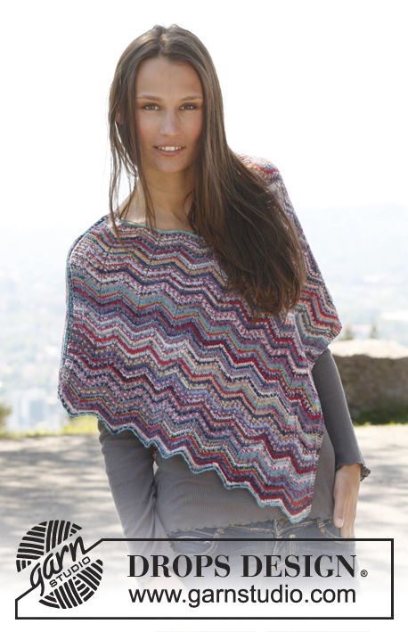 Louise / DROPS 141-7 - Knitted DROPS poncho with zigzag pattern in ”Fabel”. 
Size: S - XXXL.