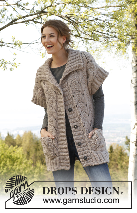 Best West / DROPS 142-13 - Knitted DROPS jacket with lace pattern in ”Andes”. 
Size: S - XXXL.