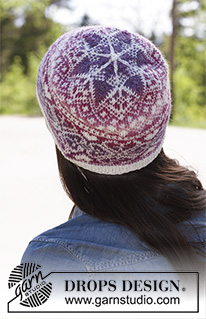 Montreal / DROPS 142-5 - Knitted DROPS hat with pattern in ”Delight” and ”Fabel”. 