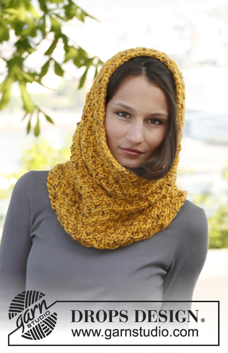 Celeste / DROPS 143-31 - Knitted DROPS neck warmer in double seed st in ”Snow”.