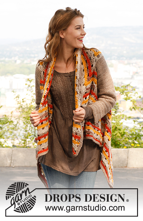 Jennifer / DROPS 143-38 - Crochet DROPS jacket in ”Nepal”, ”Big Fabel” and ”Alpaca Bouclé”. Size: S - XXXL.