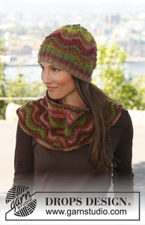 Autumn dream / DROPS 143-6 - Knitted DROPS scarf and wrist warmers in wave pattern in ”Big Delight ”.