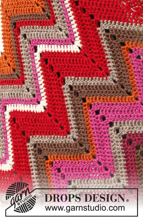 Indian summer / DROPS 144-1 - Crochet DROPS blanket with zigzag pattern in ”Karisma”. 