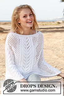 Solar eclipse / DROPS 145-13 - Knitted DROPS poncho with cables and lace pattern in ”Paris”. Size: S - XXXL.
