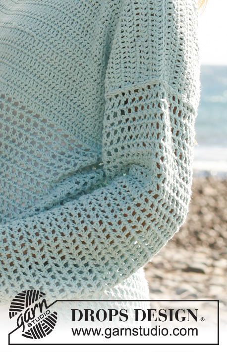 Donna / DROPS 145-19 - Crochet DROPS jumper in ”Cotton Light”. Size: S - XXXL.