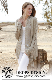Nathalie / DROPS 146-1 - Knitted DROPS jacket in Bomull Lin or Paris. Size: S - XXXL.