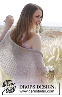 Wings / DROPS 146-28 - Knitted DROPS shawl with lace pattern in ”Lace”.