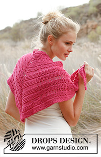 Raspberry / DROPS 147-13 - Knitted DROPS shawl with dropped sts in ”Merino Extra Fine”. 