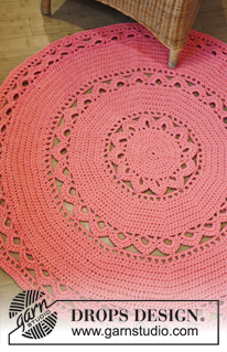 Edith / DROPS 147-16 - Crochet DROPS round carpet in 3 threads ”Paris”.